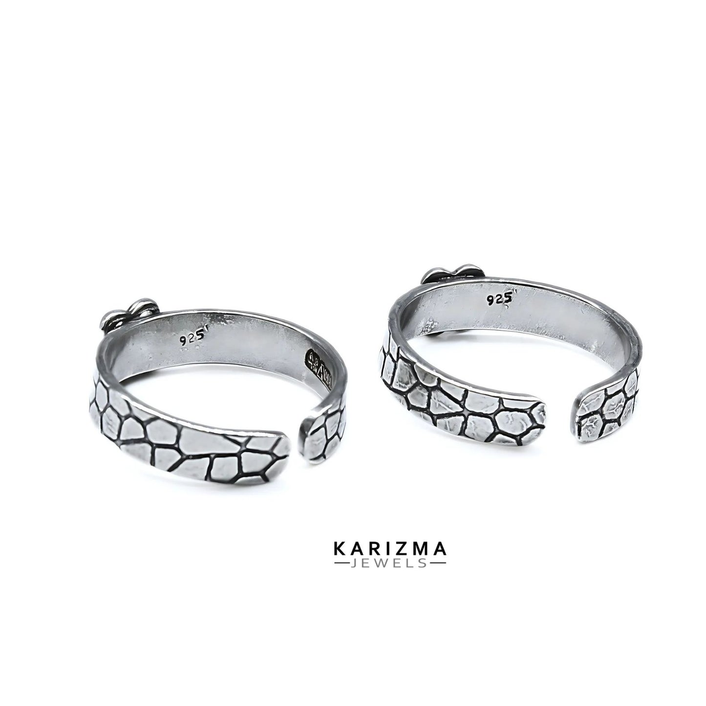 Boho style 925 Real Sterling Silver Oxidized Pink CZ women Toe Ring - Pair