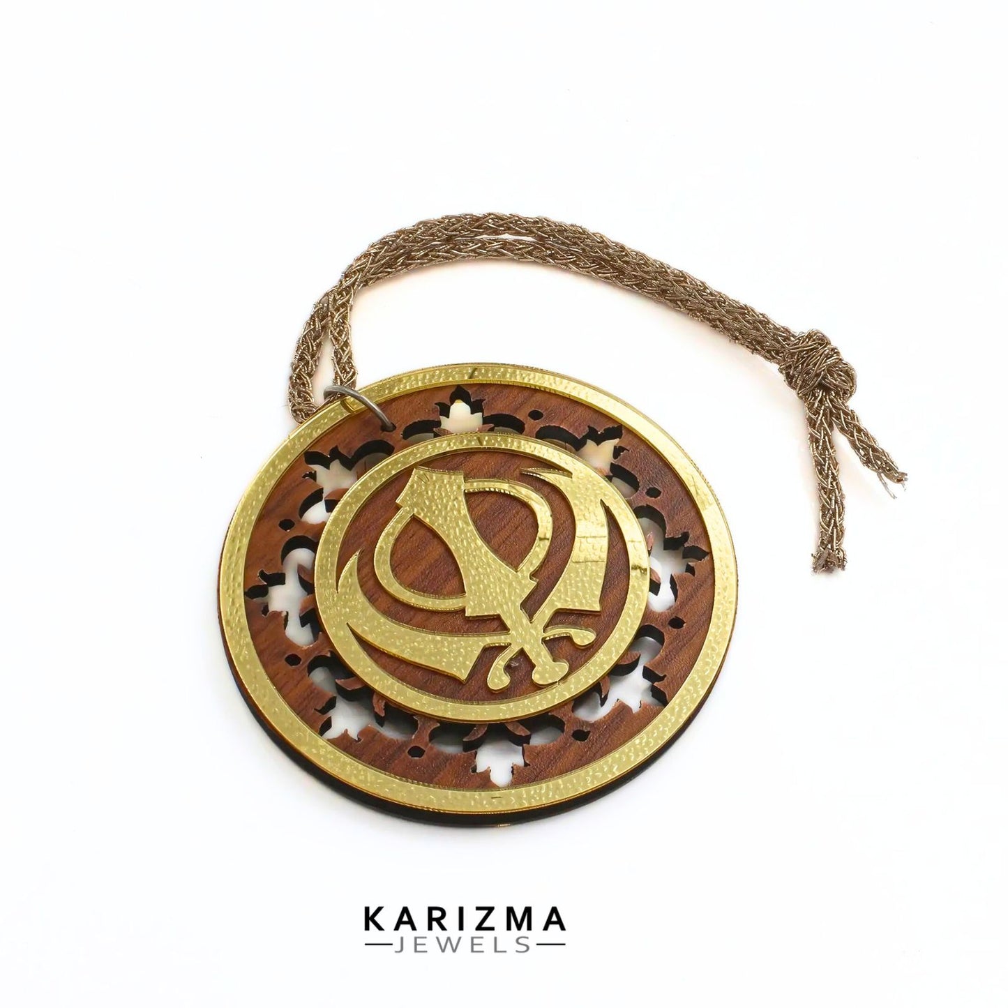 Double Side Punjabi Sikh Wooden khanda Car Hanger religious gift