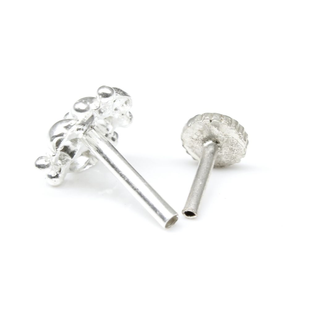 Silver Nose Pin for women with Push pin