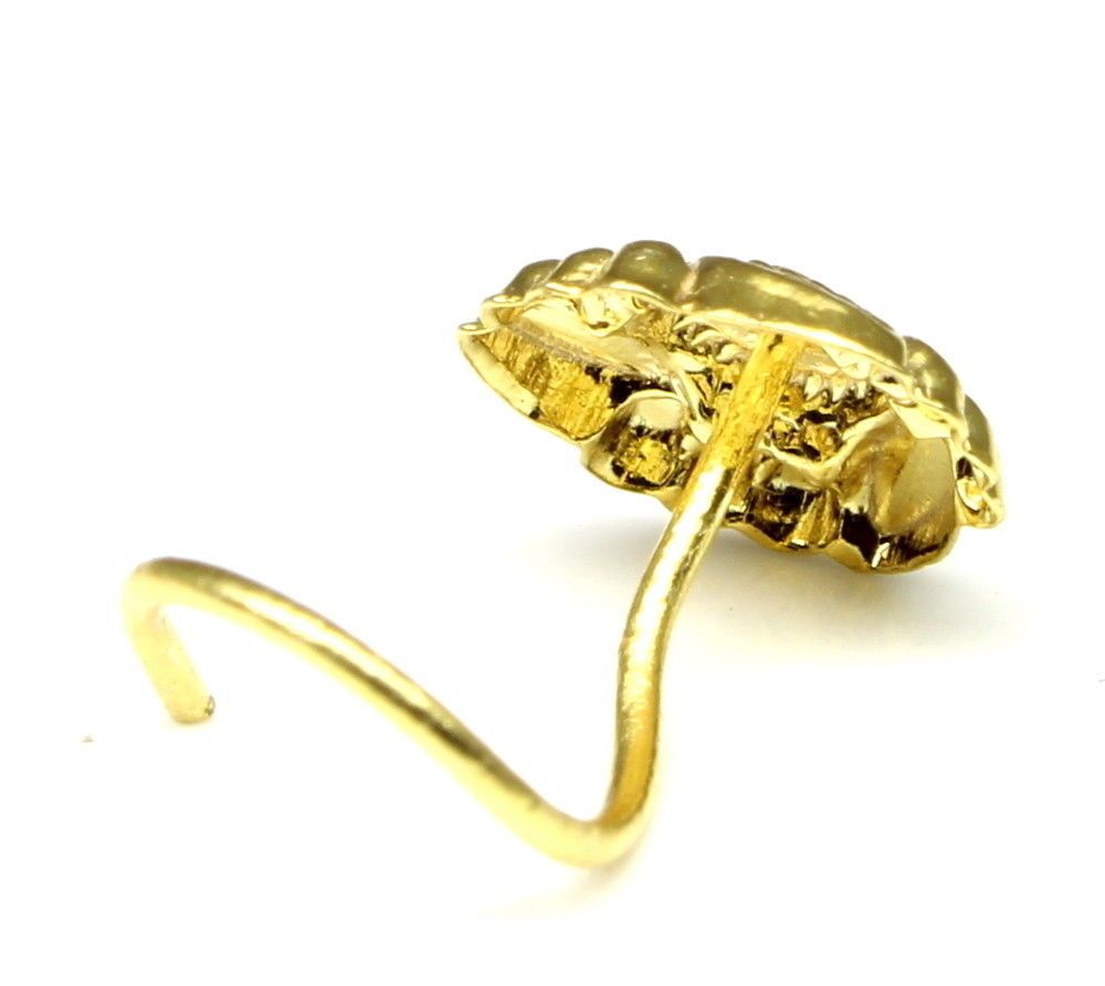 Ethnic Gold Plated Corkscrew l bend Nose Stud