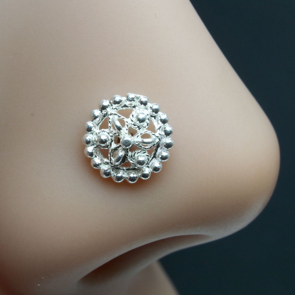 925 Sterling Silver Floral Nose Pin