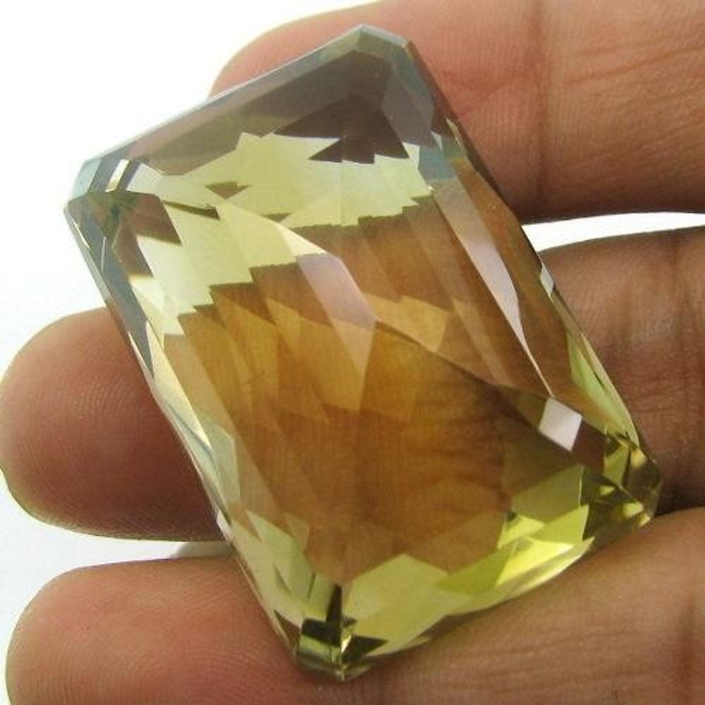 SUPERB A+ 130.3Ct Clear Fine NaturalL Lemon Quartz Rectangle Checker Faceted Gemstone