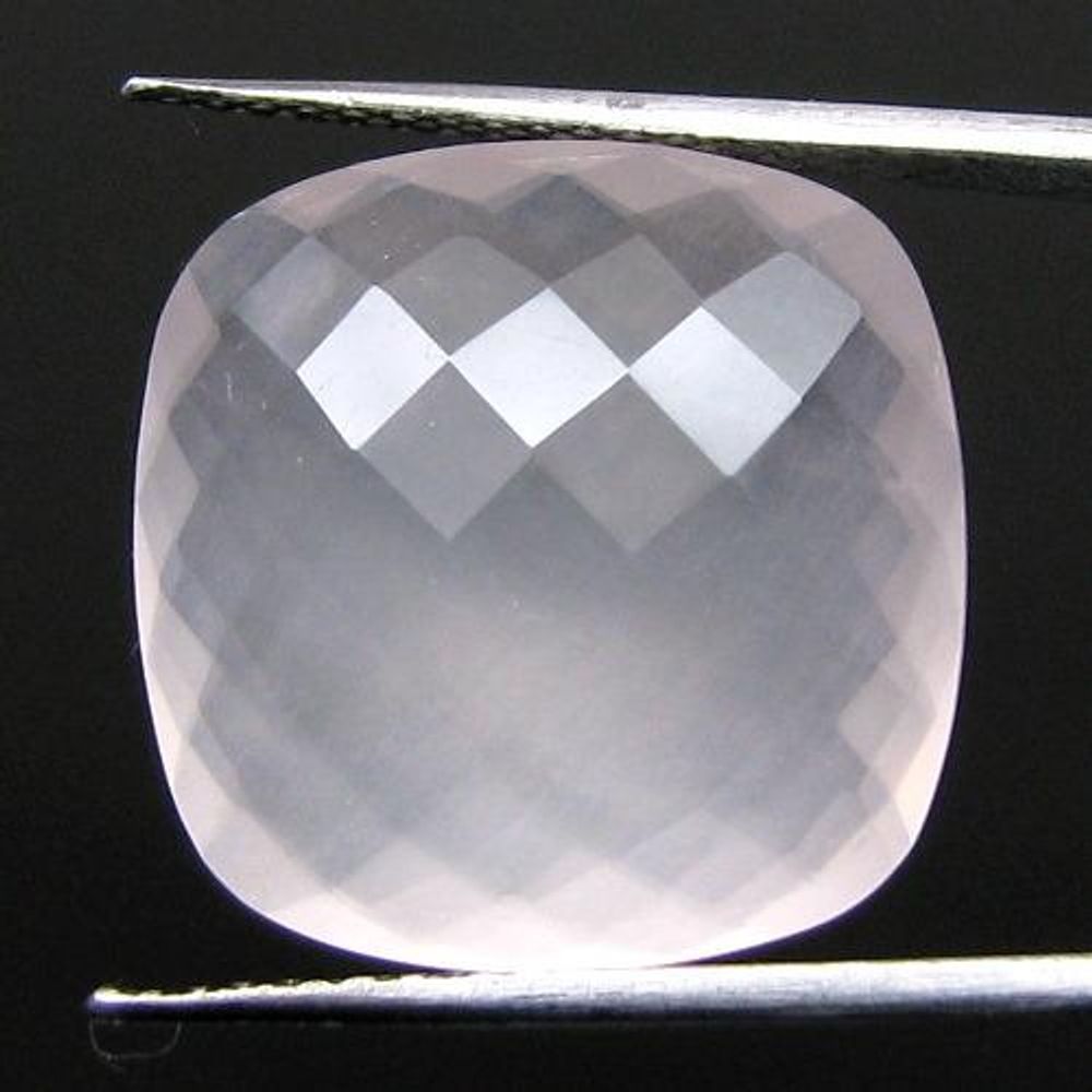 15.9Ct Natural Rose Quartz Cushion Checker Cut Gemstone