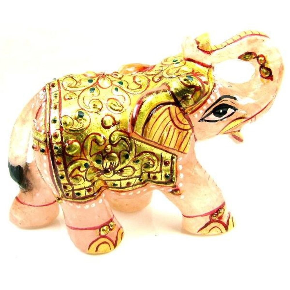 Gemstone Carved Elephant Art Work Painting
