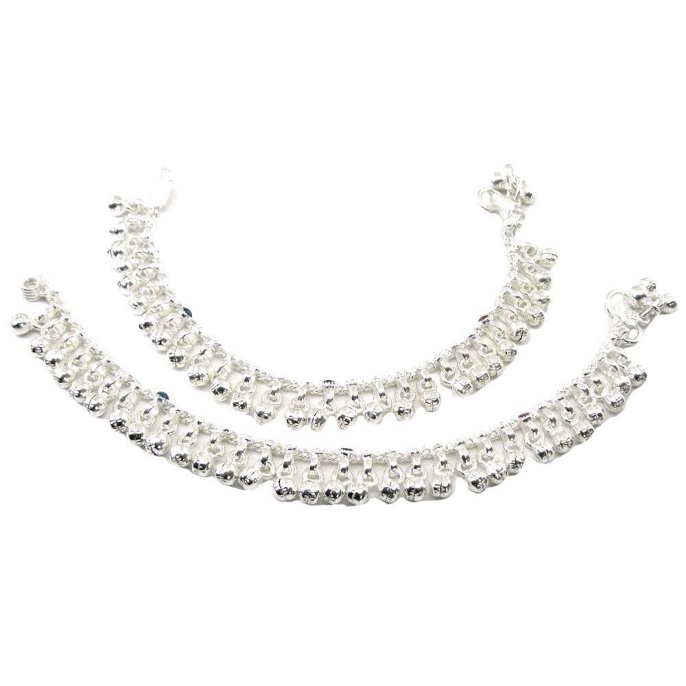 Jingle-Bells-Solid-Real-Solid-Silver-Anklets-Ankle-chain-Bracelet-Kids-Children's-6.1"