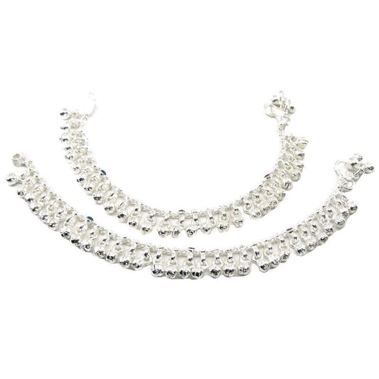 Jingle-Bells-Solid-Real-Solid-Silver-Anklets-Ankle-chain-Bracelet-Kids-Children's-6.1"