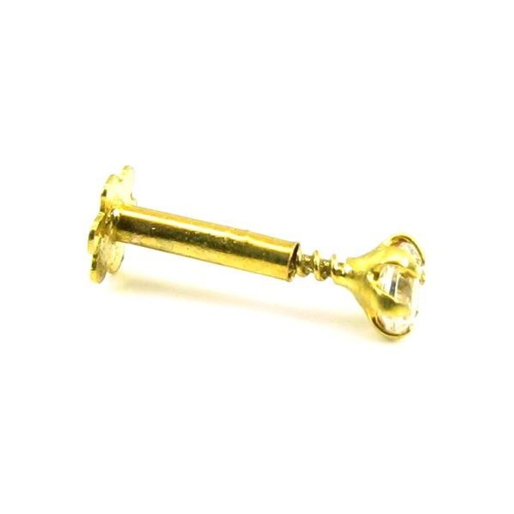Nose Stud Pin Solid Real 14k Yellow Gold Screw Back