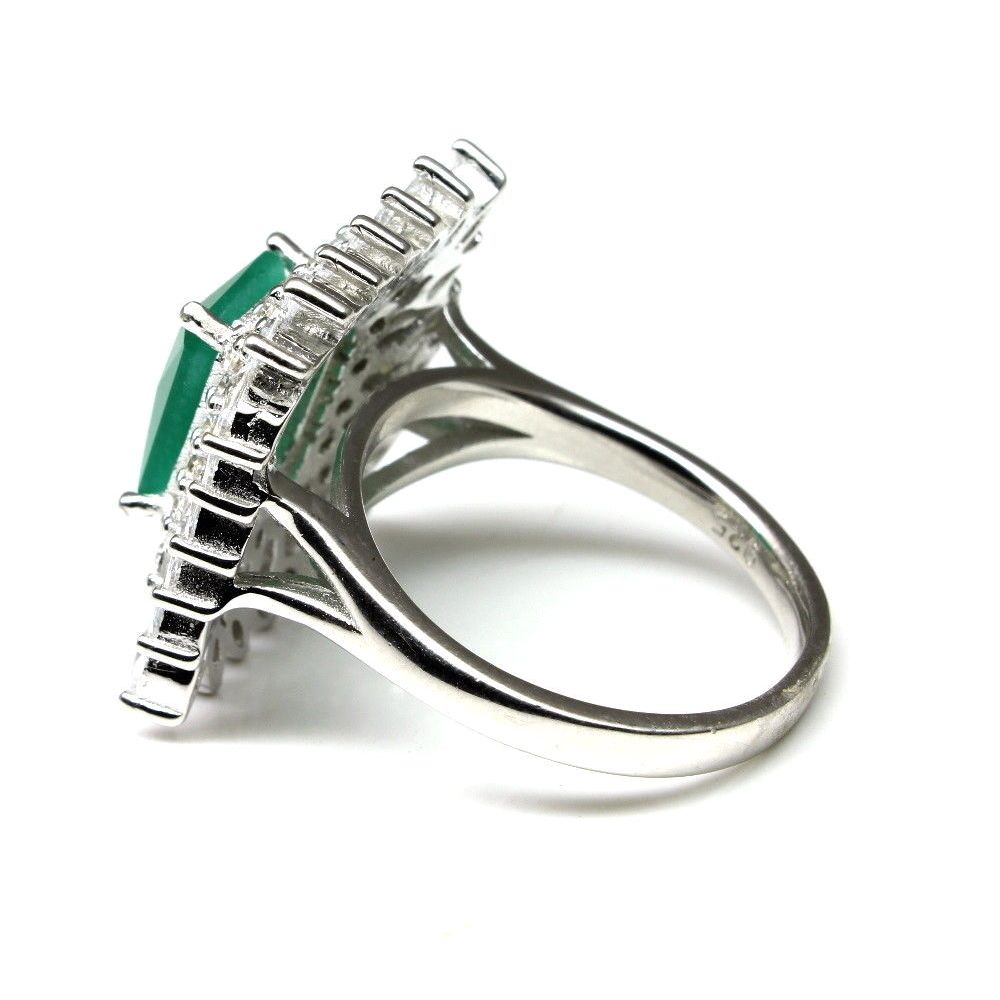 Cute Big Real 925 Silver Bridal Ring