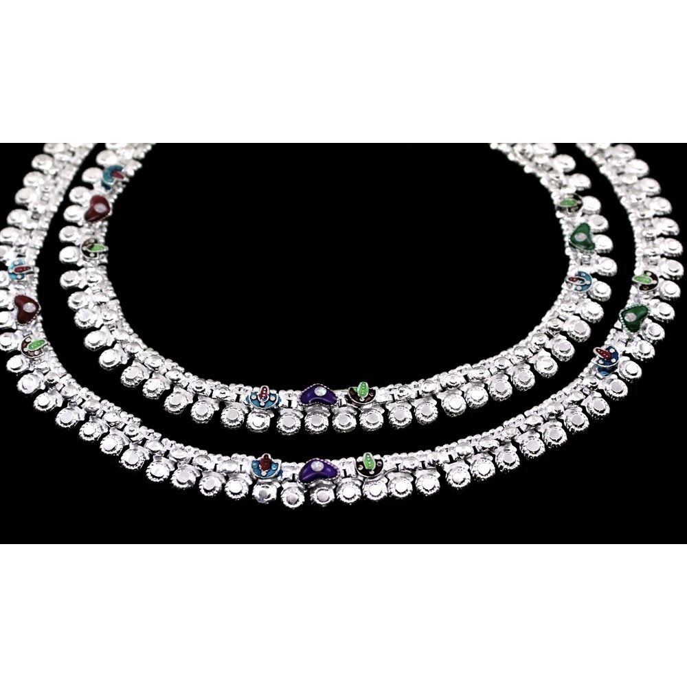 Silver Plated Anklets For women 10.2"
