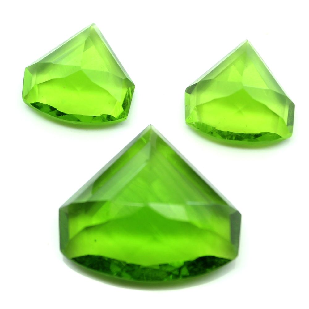 3pc Set for Pendant Earrings jewelry Synthetic Glass Cut Stones Sapphire yellow
