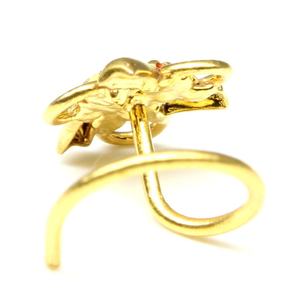 22g Gold Plated Corkscrew Nose Stud