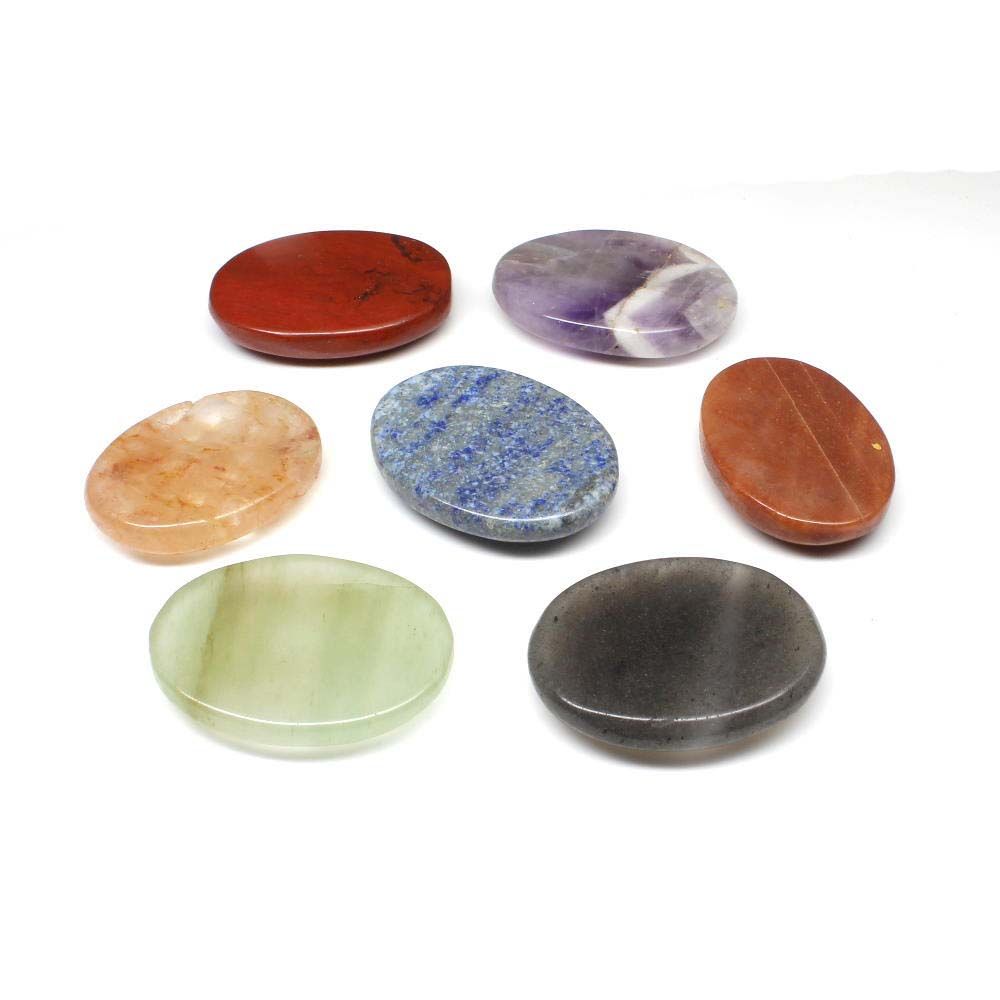 Crystals Reiki 7 Chakra Stones with Engraved Symbols