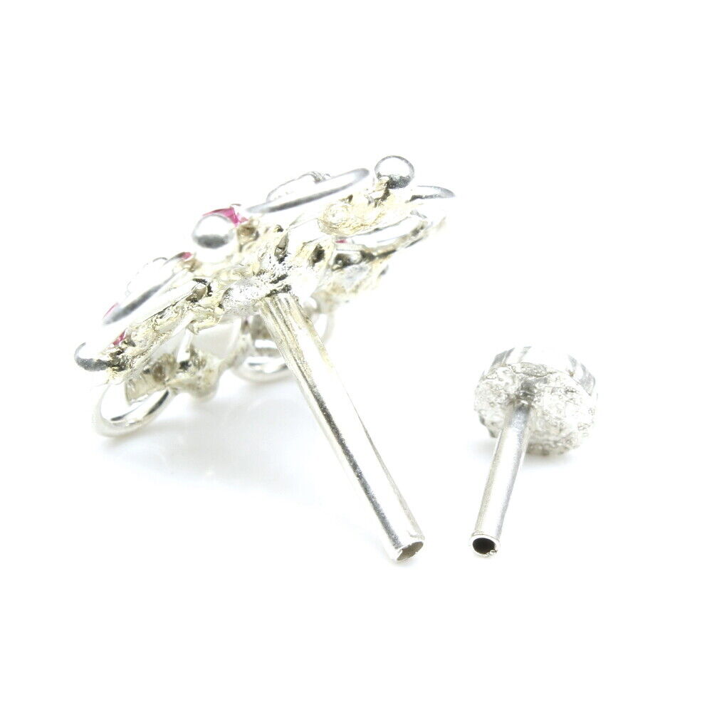 Silver Nose Pin for women with Push pin