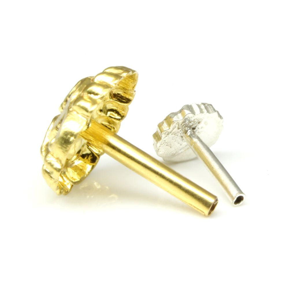 14K Ethnic piercing nose ring Push Pin