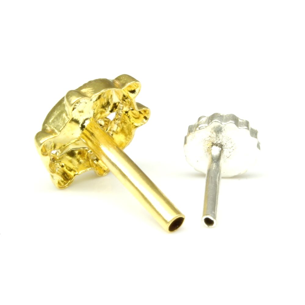 14K Ethnic piercing nose ring Push Pin