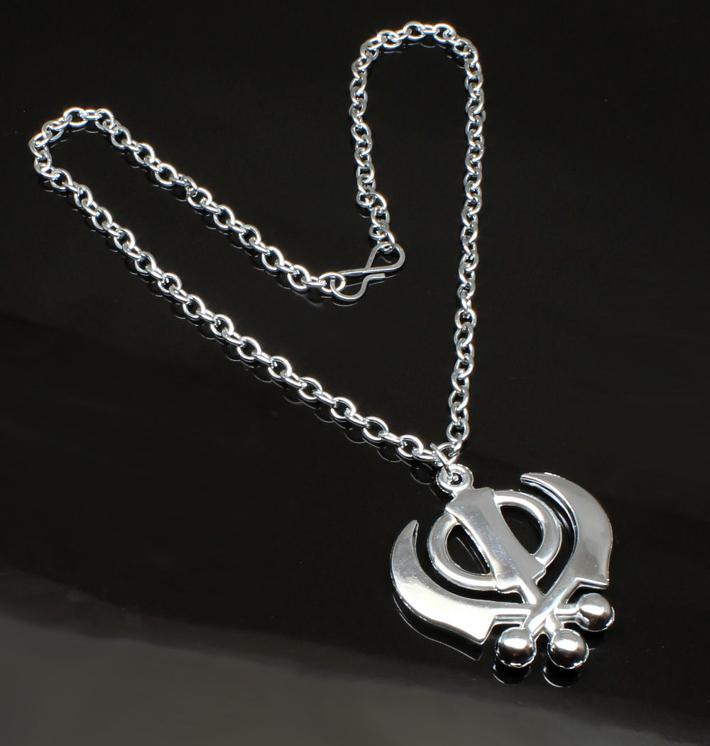 Sikh Khanda Pendant chain Necklace Steel Sihism symbol Punjabi jewelry 20 Inches