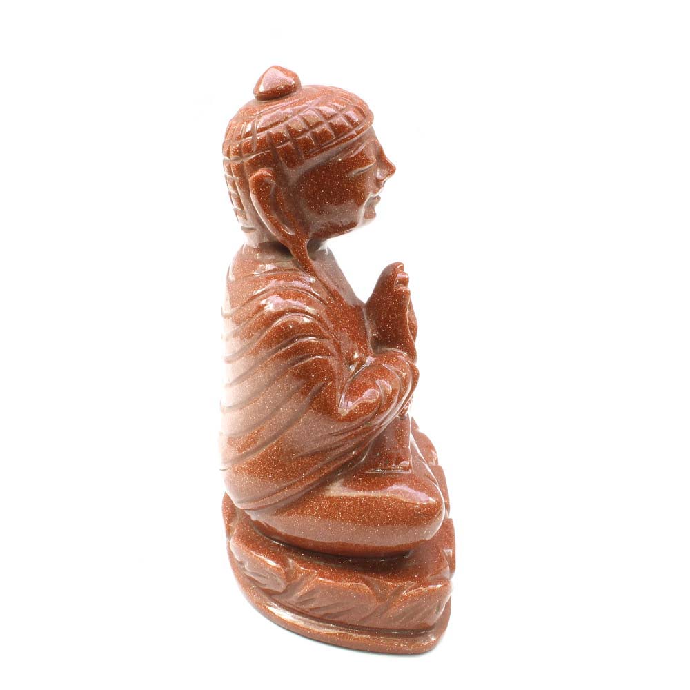Goldstone Sunstone Carved Lord Buddha
