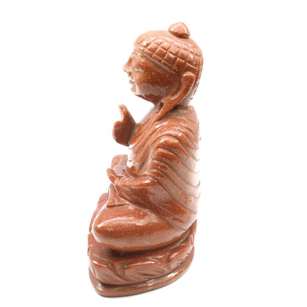 Goldstone Sunstone Carved Lord Buddha