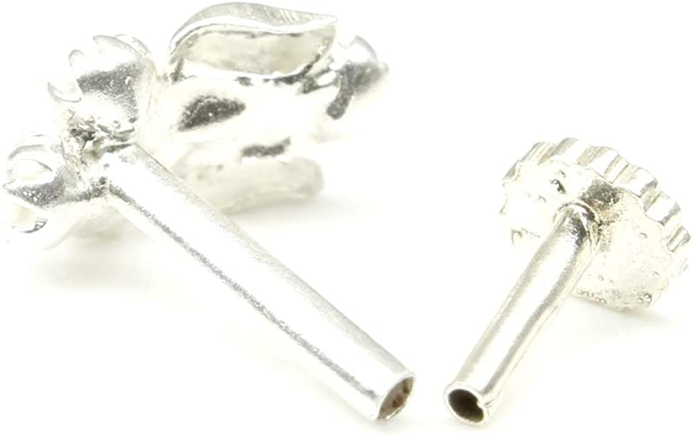 Silver Nose Pin for women with Push pin