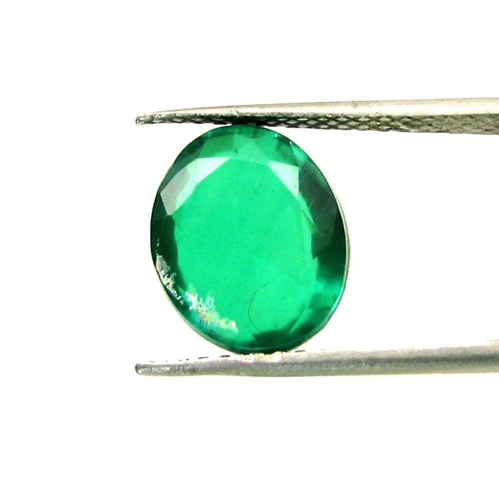4.7Ct Green Emerald Quartz Doublet Oval Faceted Gemstone