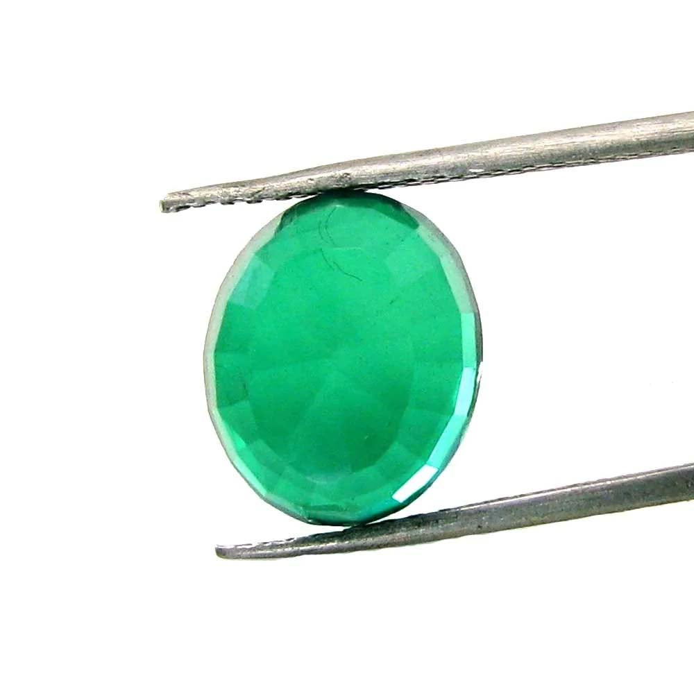 4.7Ct Green Emerald Quartz Doublet Oval Faceted Gemstone