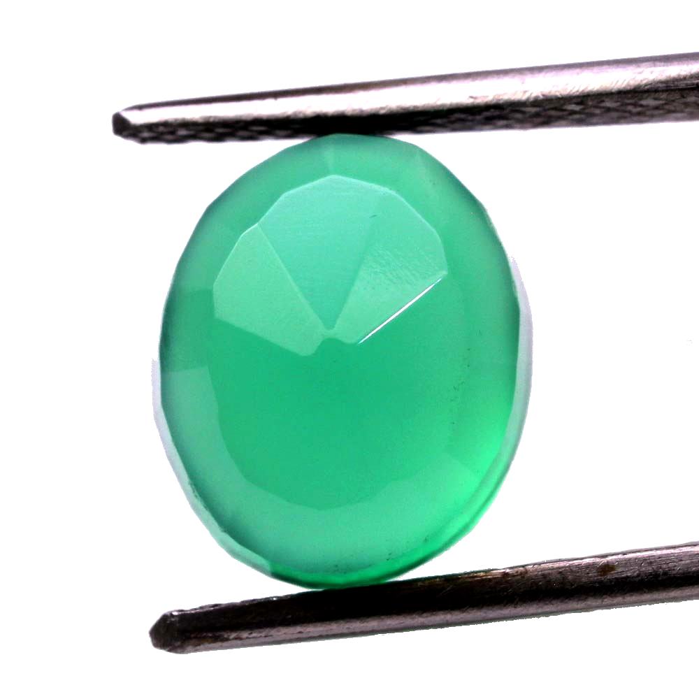 6.5Ct Natural Green Onyx Oval Cut Gemstone