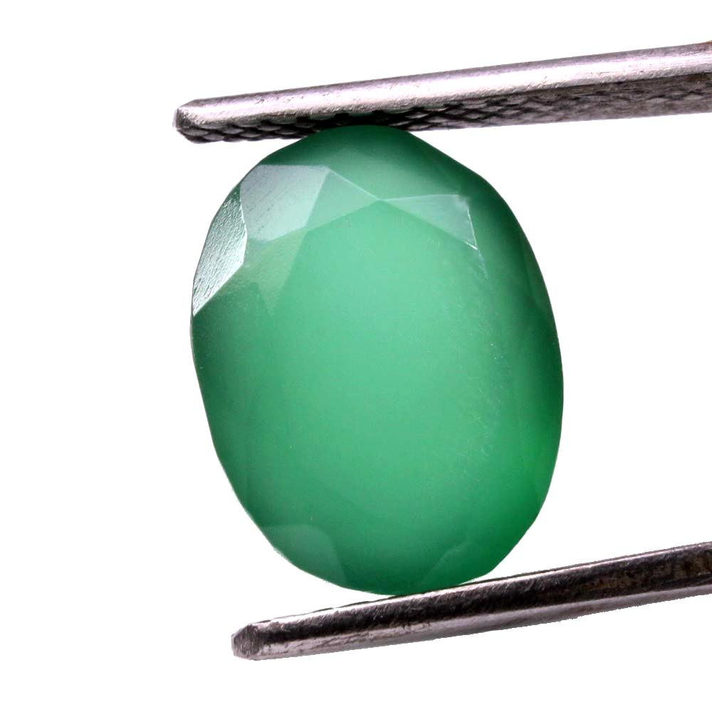 6.1Ct Natural Green Onyx Oval Cut Gemstone
