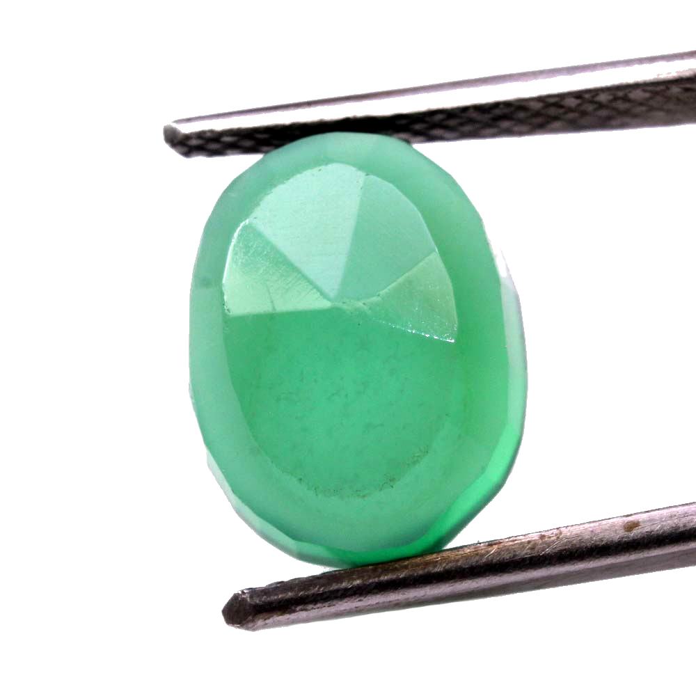 6.1Ct Natural Green Onyx Oval Cut Gemstone