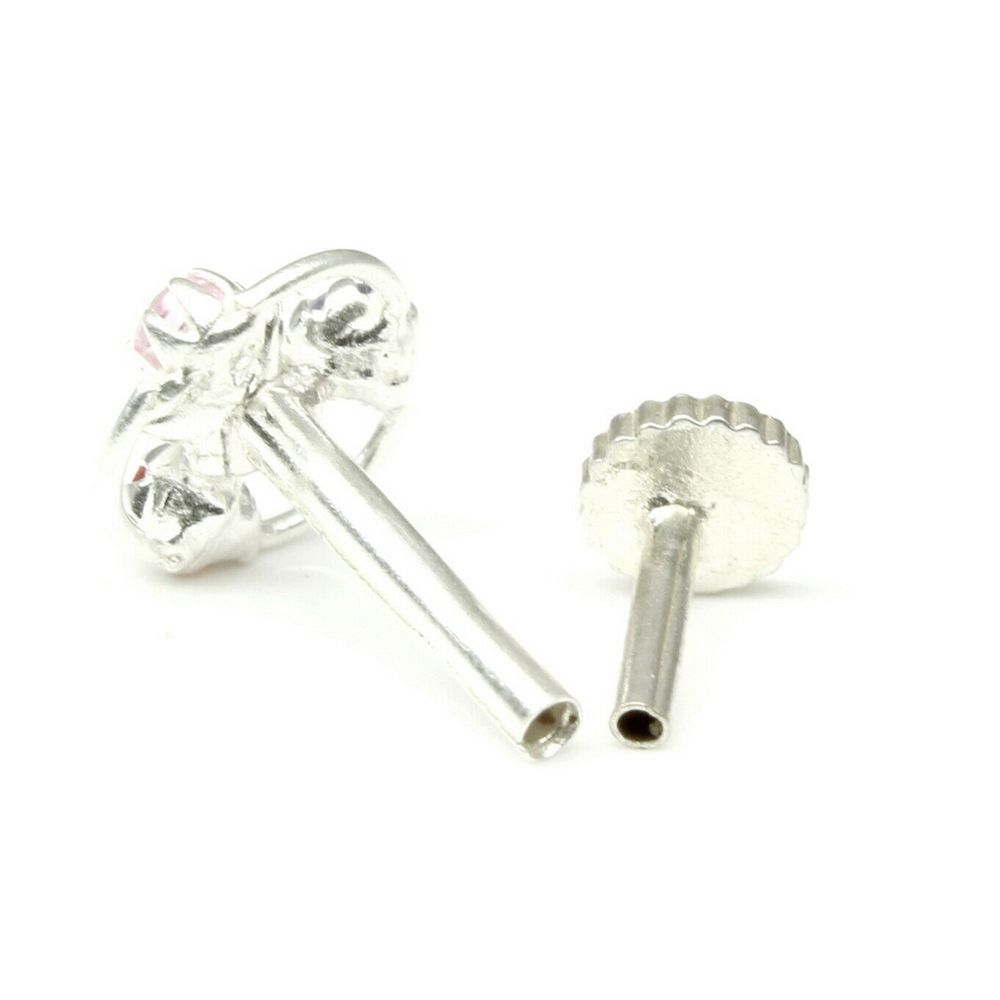 Silver Nose Pin for women with Push pin