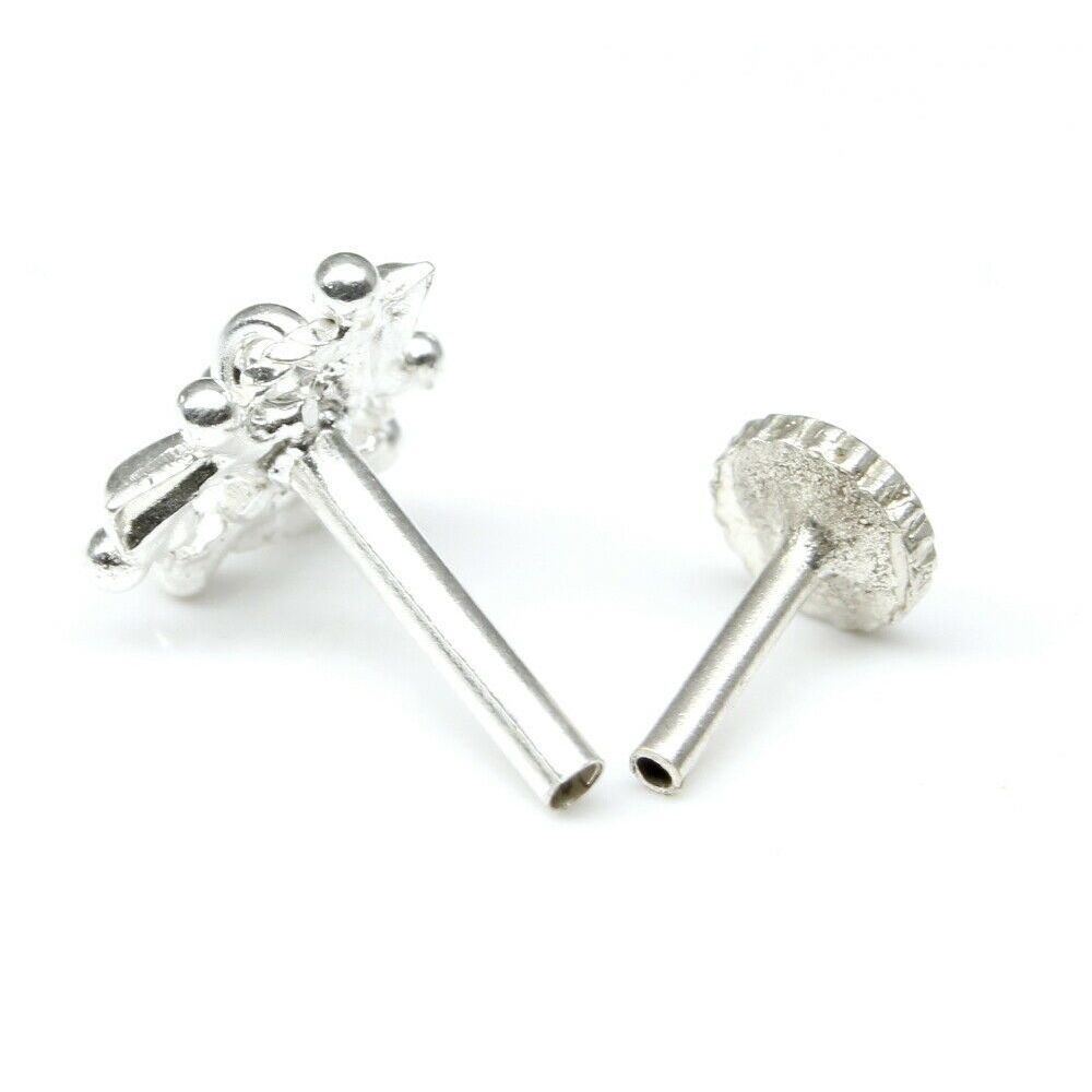 Sterling Silver Nose pin with Push Pin