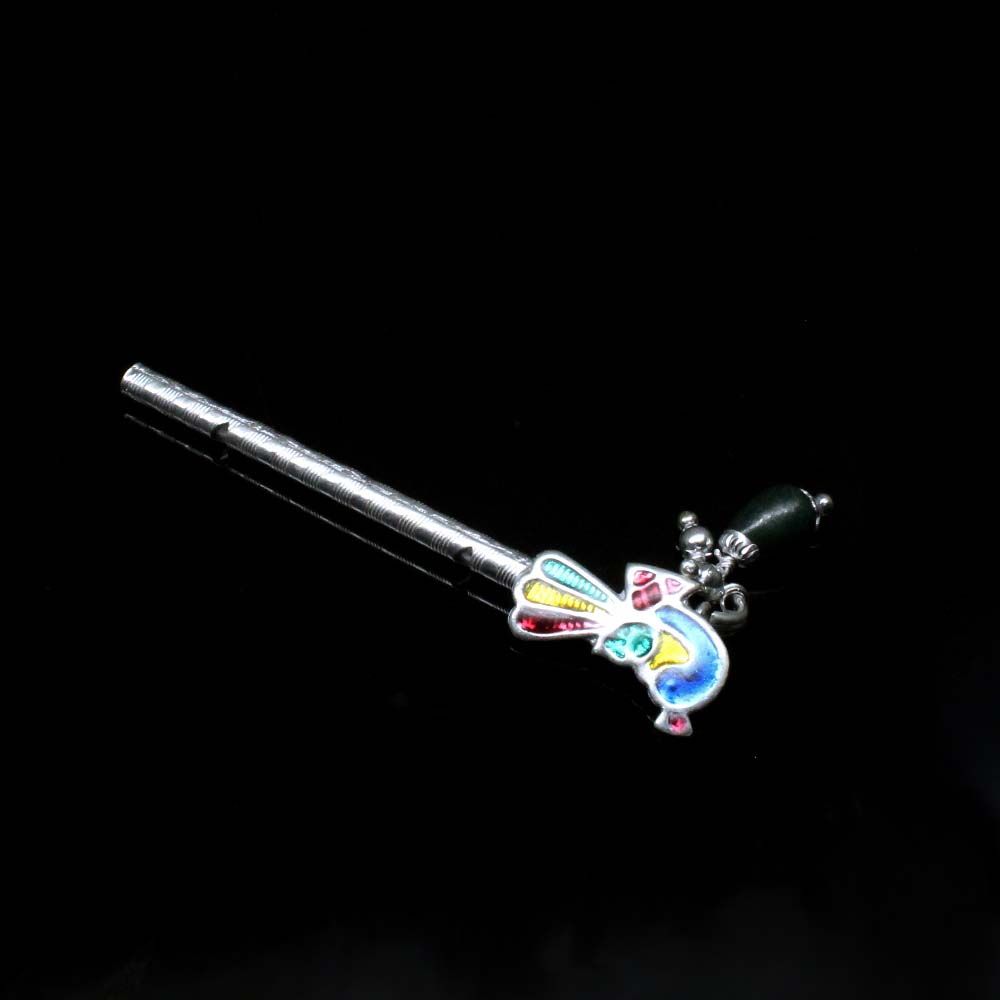 Silver Flute Basuri with Silver Ghungroo for Lord Krishna, Janmashthami Pooja