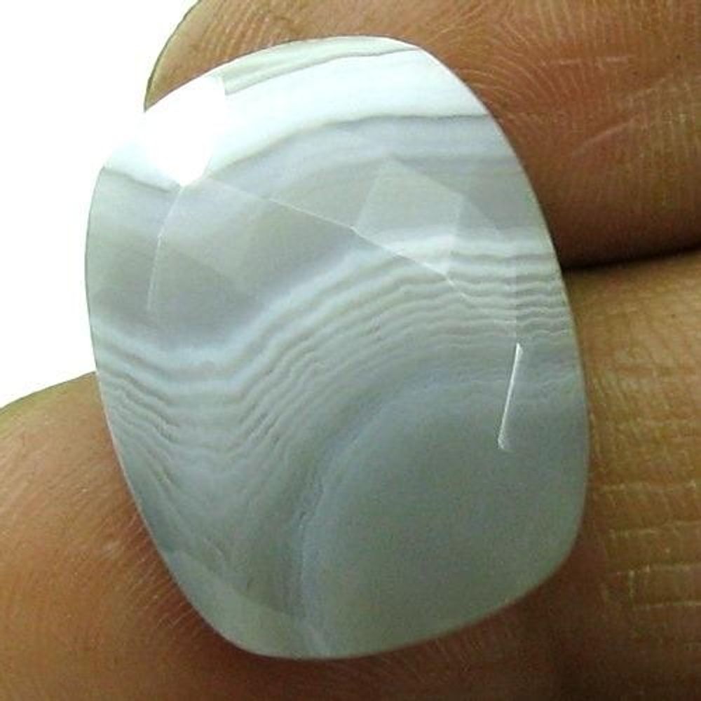 Certified 13.91Ct Natural White Agate Cushion Checker Cut Gemstone