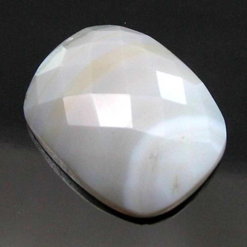16Ct Natural White Agate Cushion Checker Cut Gemstone
