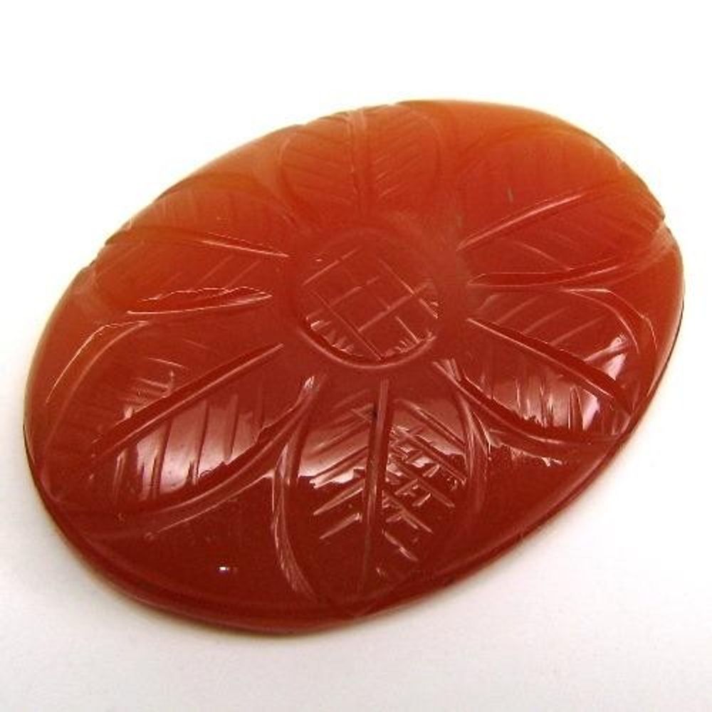 45.3Ct Natural Orange Carnelian Agate Fine Oval Carved Gemstone