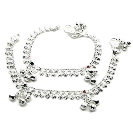 Real-Solid-Silver-Anklets-Ankle-chain-Bracelet-Kids-Children's-5.8"