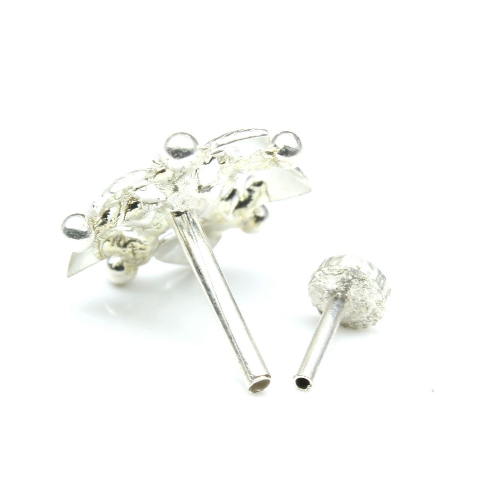 Silver Nose Pin for women with Push pin