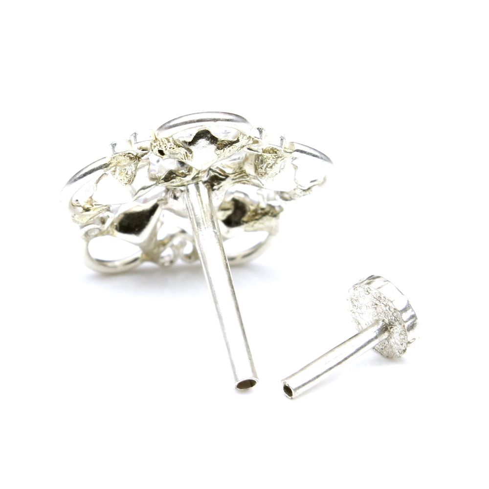 Silver Nose Pin for women with Push pin