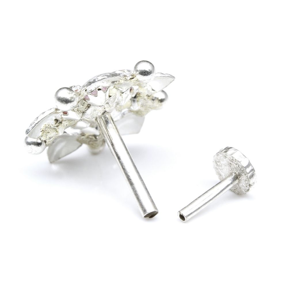 Silver Nose Pin for women with Push pin