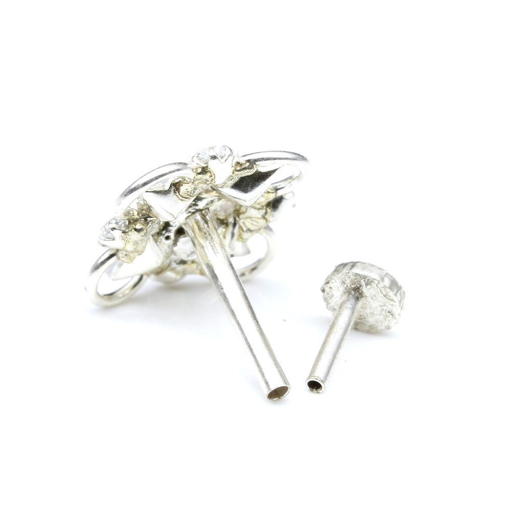 Silver Nose Pin for women with Push pin