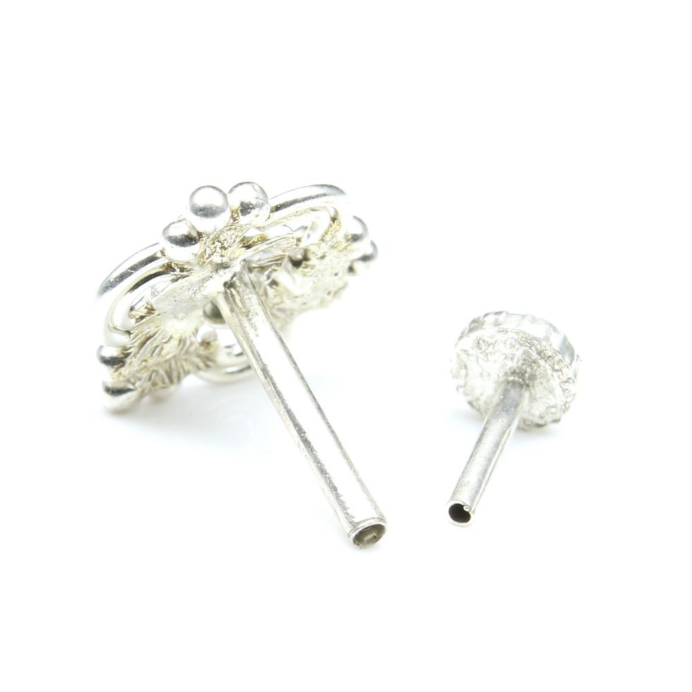 Silver Nose Pin for women with Push pin