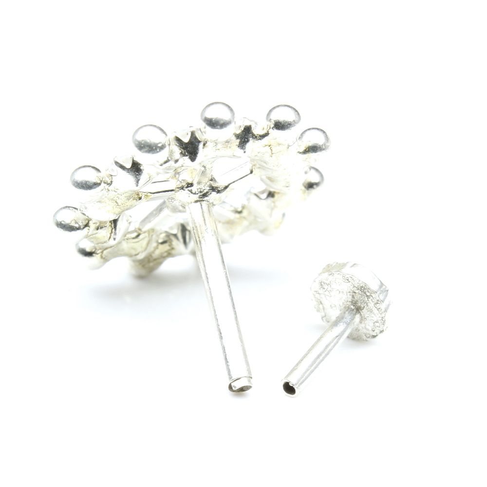 Silver Nose Pin for women with Push pin
