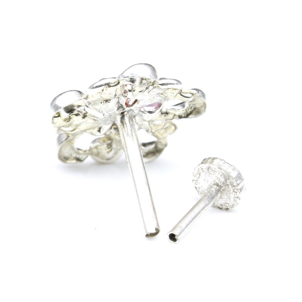 Silver Nose Pin for women with Push pin