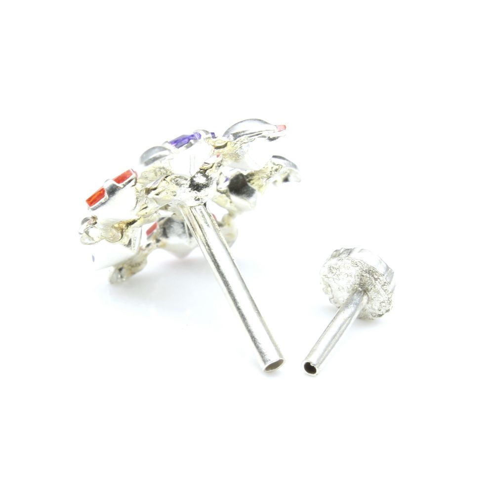 Silver Nose Pin for women with Push pin