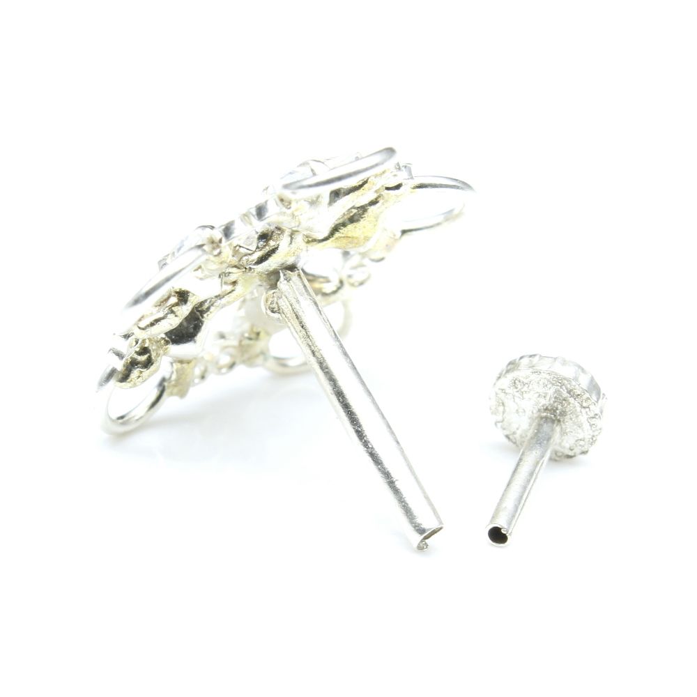 Real Silver Nath for women in Indian Style with push back