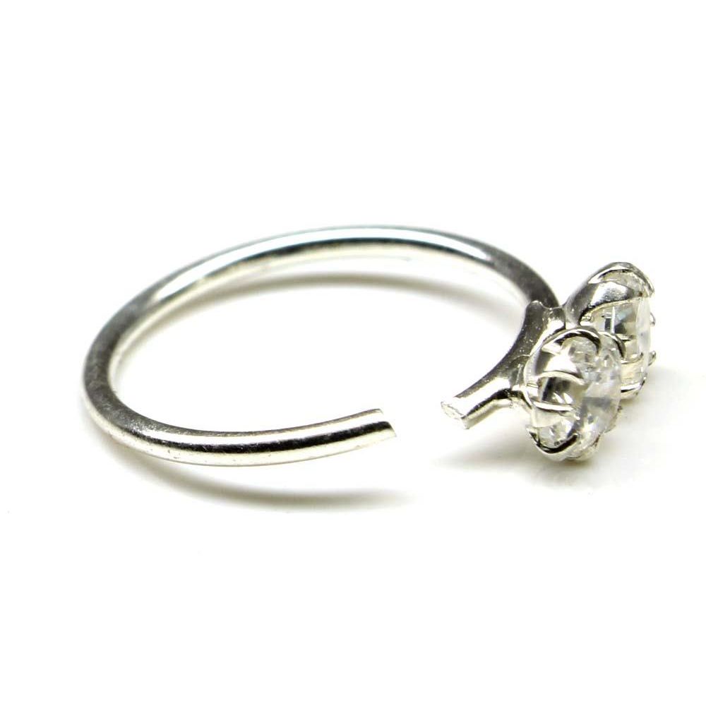 Sterling Silver White CZ Hoop Nose Rings Wire endless