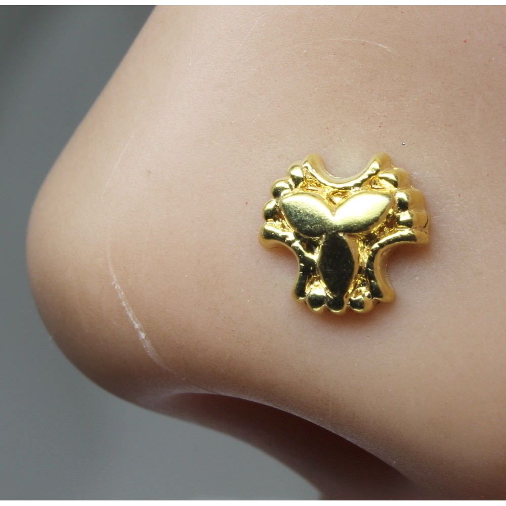 Gold plated nose ring Push Pin nose stud – Karizma Jewels