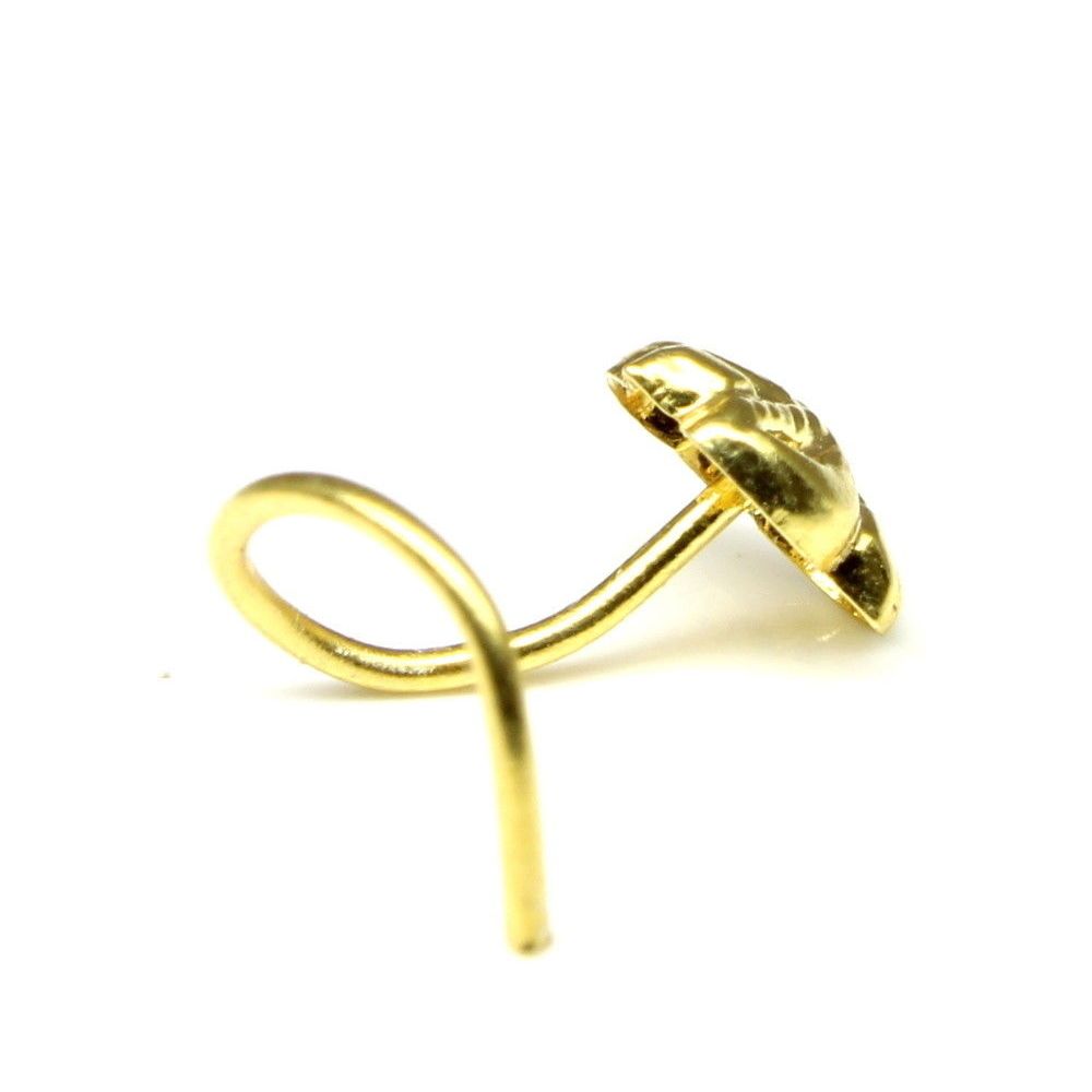Gold plated nose ring corkscrew l bend 22g