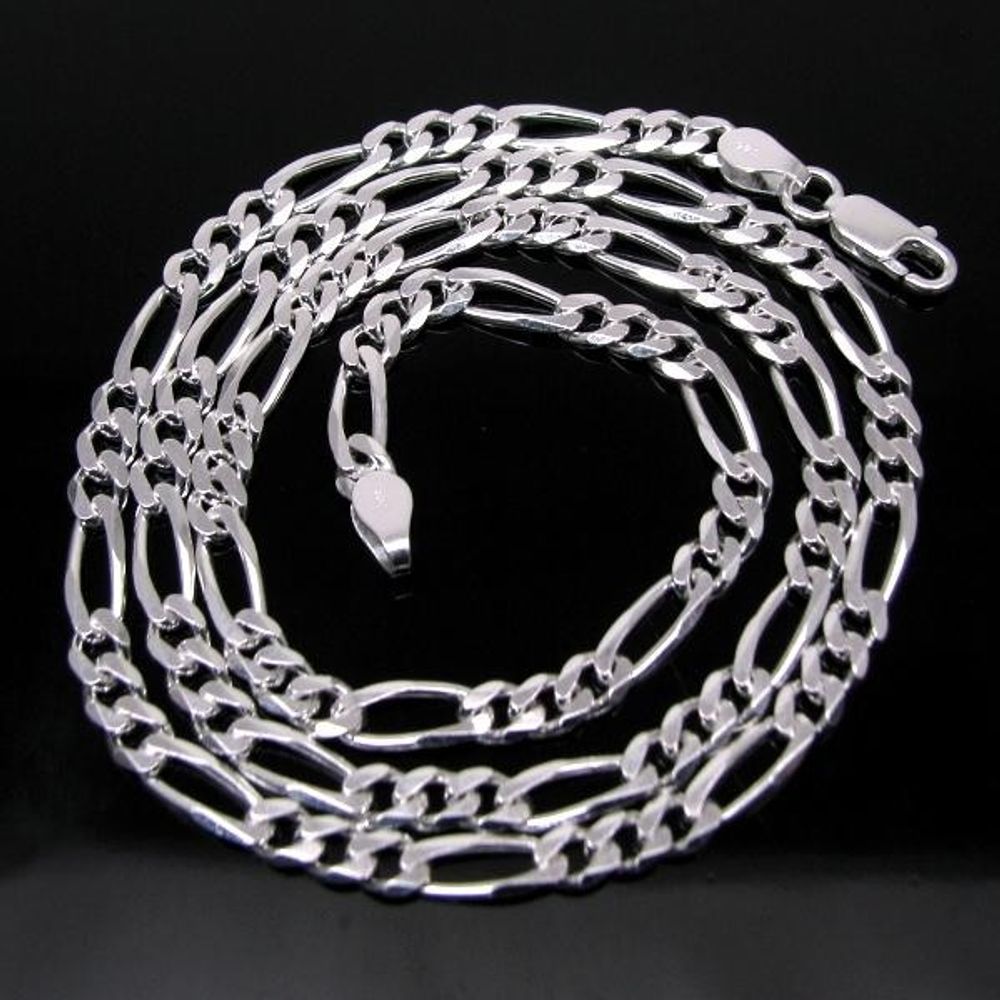 925 Sterling Silver Figaro Link Design Men's Chain 20.2"
