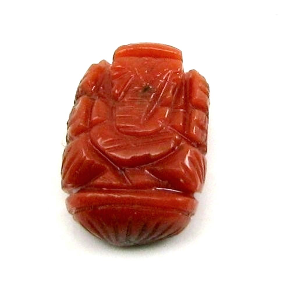 Certified Red Coral Carved Lord Ganesha God