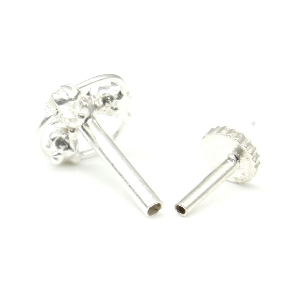 Silver Nose Pin for women with Push pin